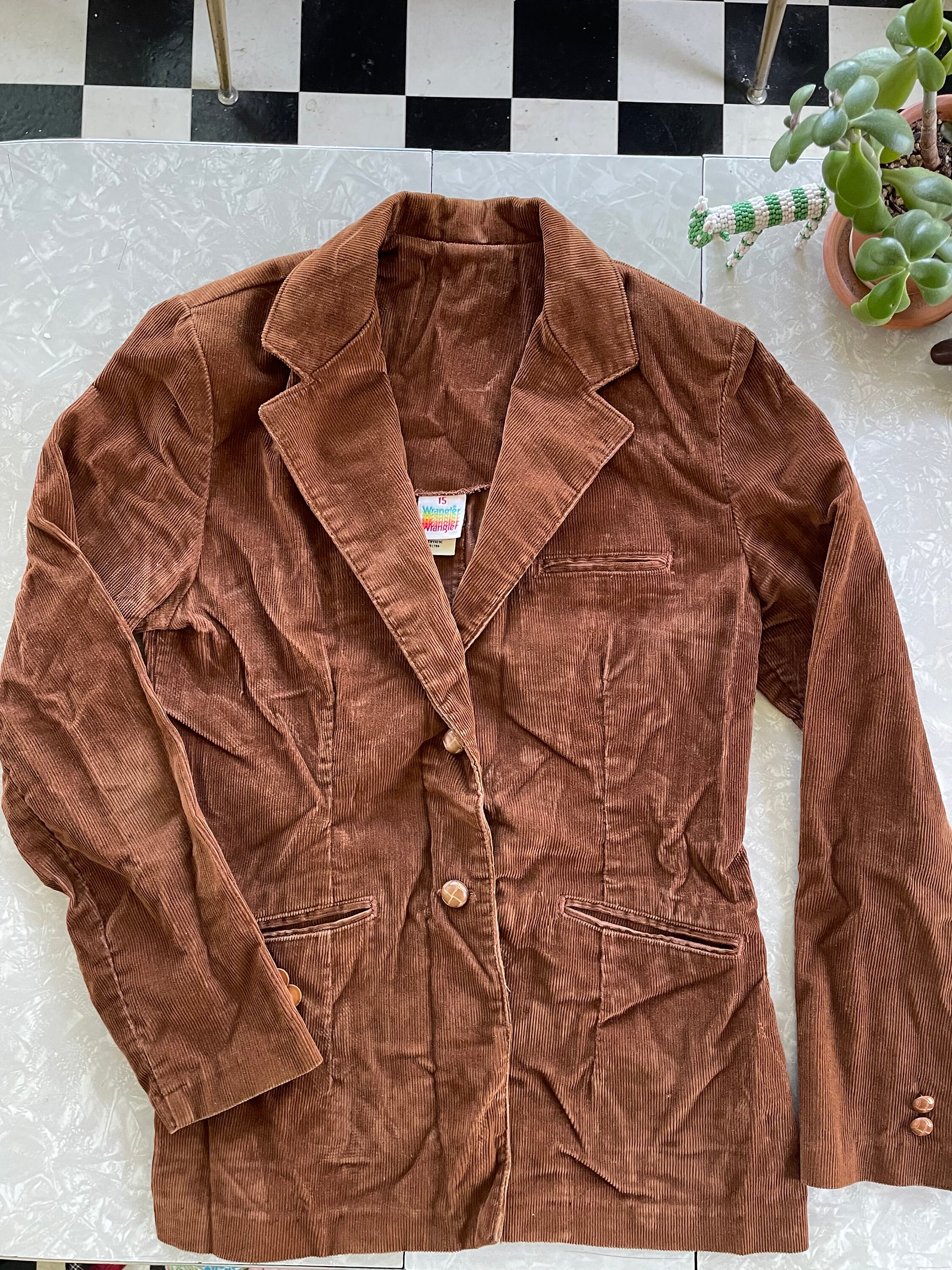 ジャケット・アウター 70s Wrangler Corduroy Zip up jacket Vintage Wrangler Brown Corduroy Jacket With Brown Buttons
