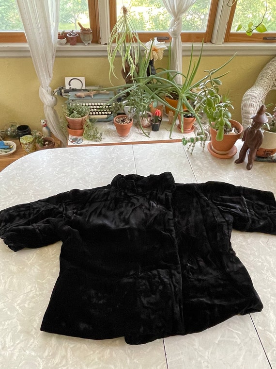 Vintage Handmade Black Crushed Velvet Short Sleev… - image 10