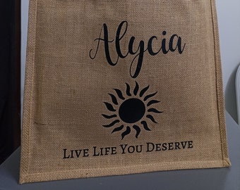 Personalized Beach Tote Bag Bridesmaid Gift Bag Jute Bag Wedding Burlap Bag Bridal Shower Gift Bachelorette Tote Bag Burlap Tote Bag