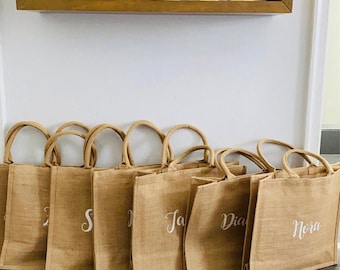 Jute Bag, Personalized Tote Bag, Jute Gift Bag, Natural Jute Reusable Shopper, Jute Tote Bag, Burlap Bag Monogrammed Bag, Custom Jute Bag