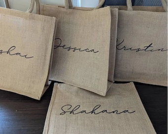 Borsa tote da damigella d'onore, regalo da damigella d'onore, borsa da spiaggia da damigella d'onore, borsa di juta personalizzata da damigella d'onore, proposta da damigella d'onore, borsa tote personalizzata, regalo