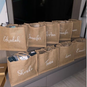 Tote Bag Jute Burlap Personalized Natural Jute Tote Bag Bridesmaid Gifts Monogrammed Jute Bag Beach Bag Bags & Purses