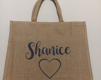 Custom Bridesmaid Tote Bag Burlap Tote Bag Beach Bag Wedding Burlap Bag Bachelorette Party Favor Monogrammed Jute Bag Bridesmaid Gifts