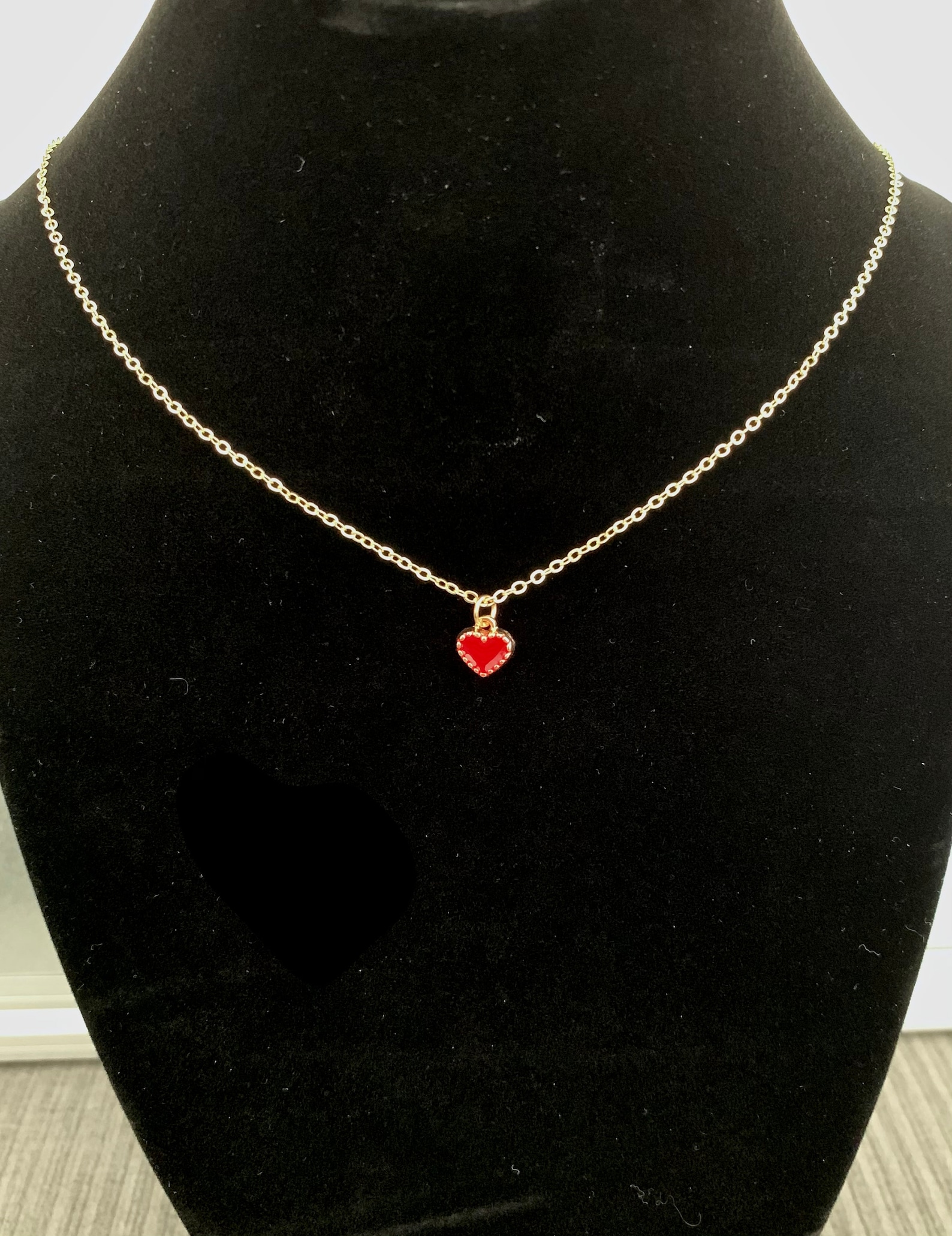 Red Heart Necklace / Gold Necklace / Gold Jewelry / Red Heart Etsy