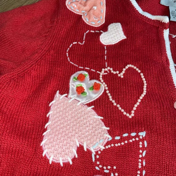 Patchwork Embroidered Grannycore Button Up Sweate… - image 3