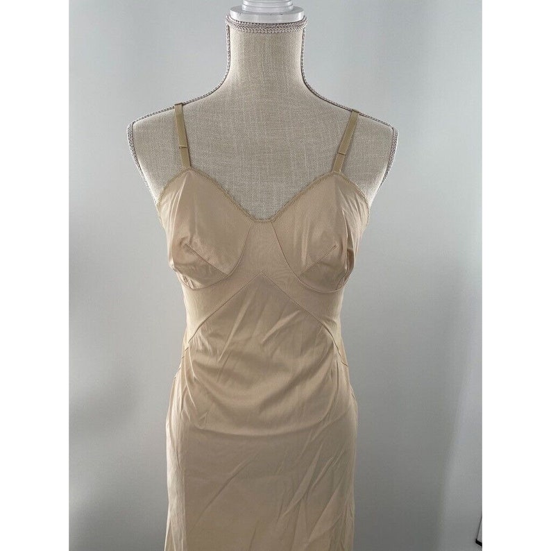 Vintage 50's 60's Beige Sexy Pin-Up Full Slip Chemise 31 Bust EVC image 4