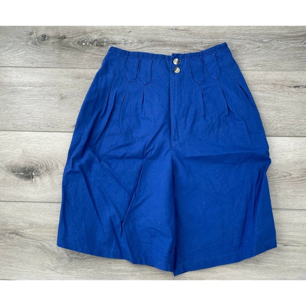 Vintage Kikomo Blue High Rise Mom Shorts WOMEN'S 11/12  Pleated Front Bermuda