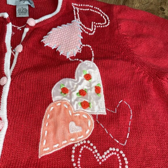 Patchwork Embroidered Grannycore Button Up Sweate… - image 4