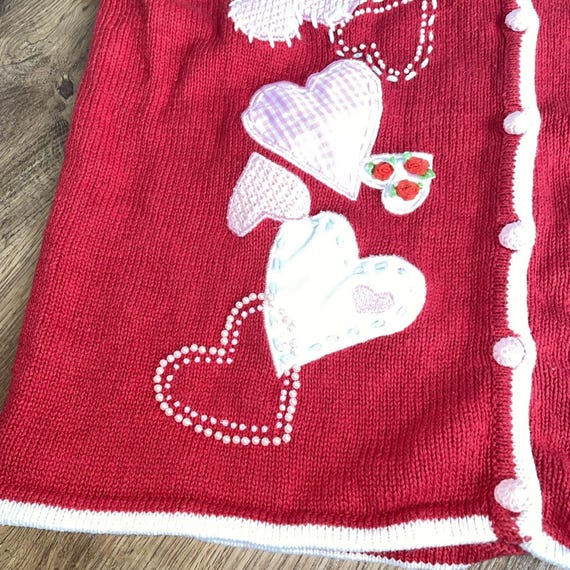 Patchwork Embroidered Grannycore Button Up Sweate… - image 6