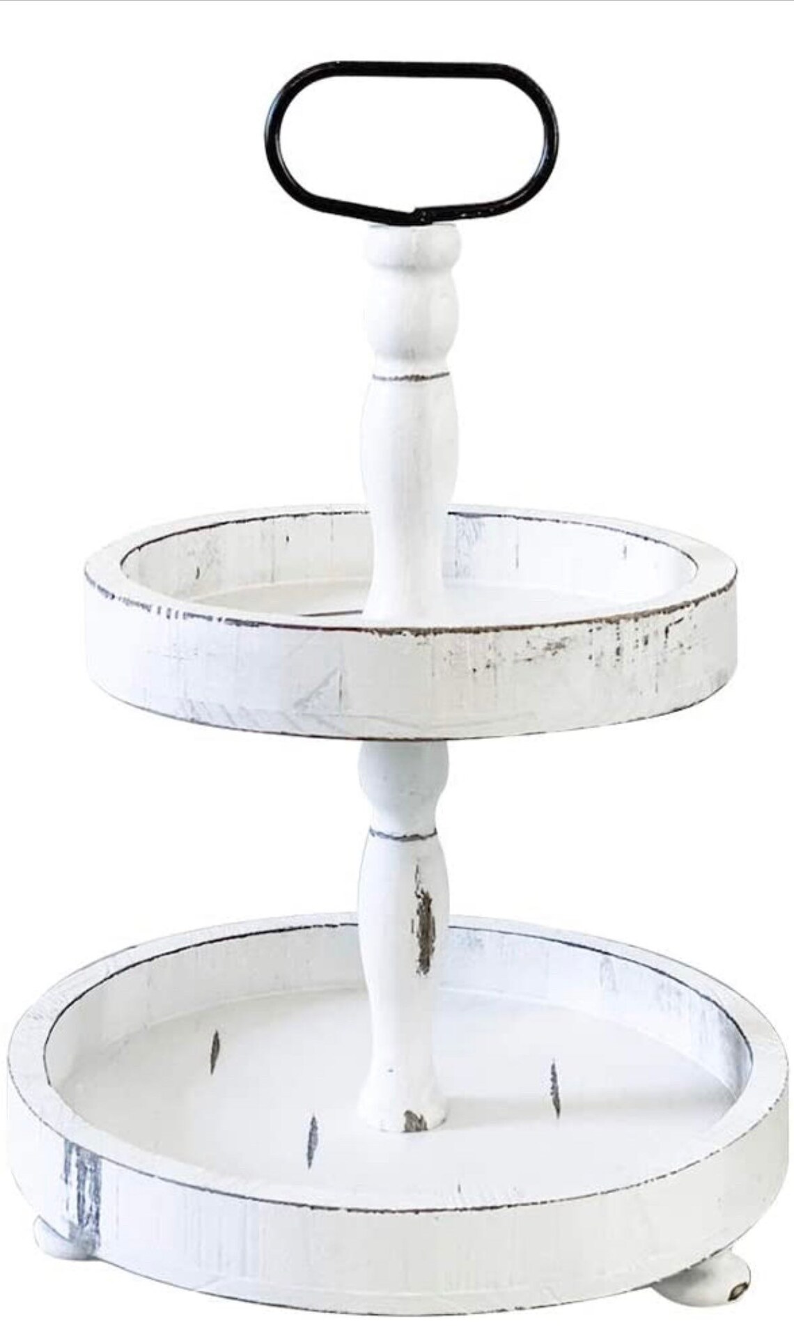 Farmhouse Two Tiered Stacked Tray Distressed White Tray Etsy