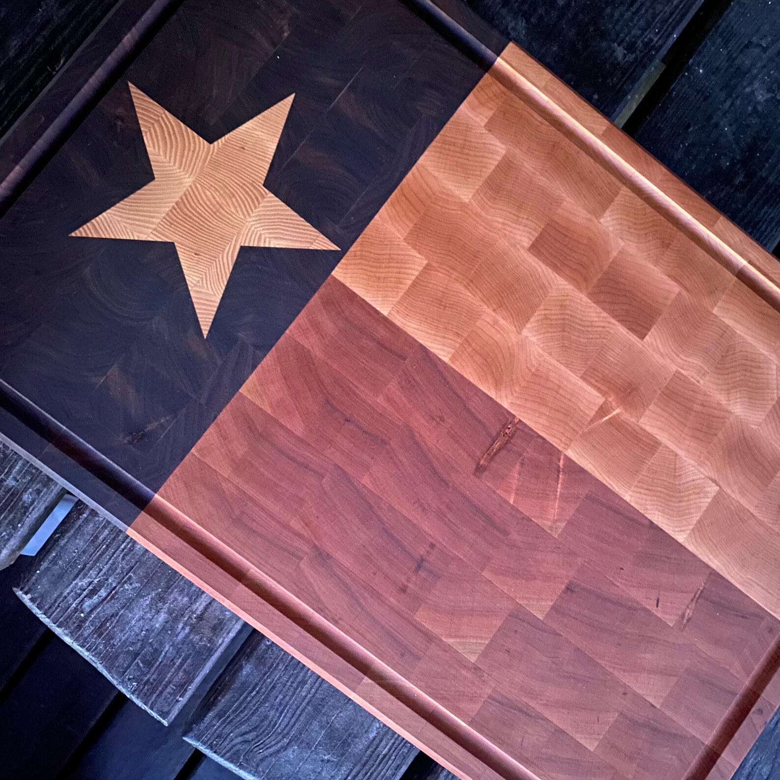 End Grain Texas Flag Chopping Block, State Flag Cutting Board, Fathers