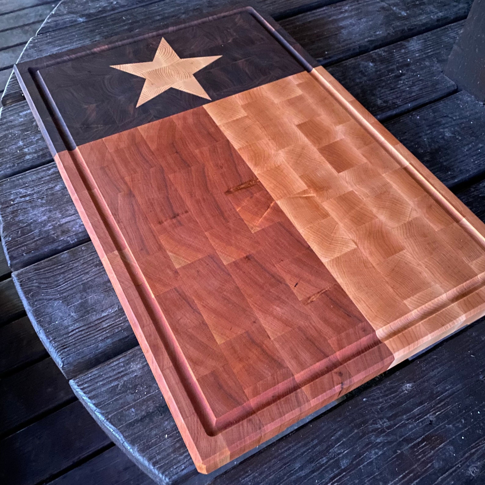 End Grain Texas Flag Chopping Block, State Flag Cutting Board, Fathers