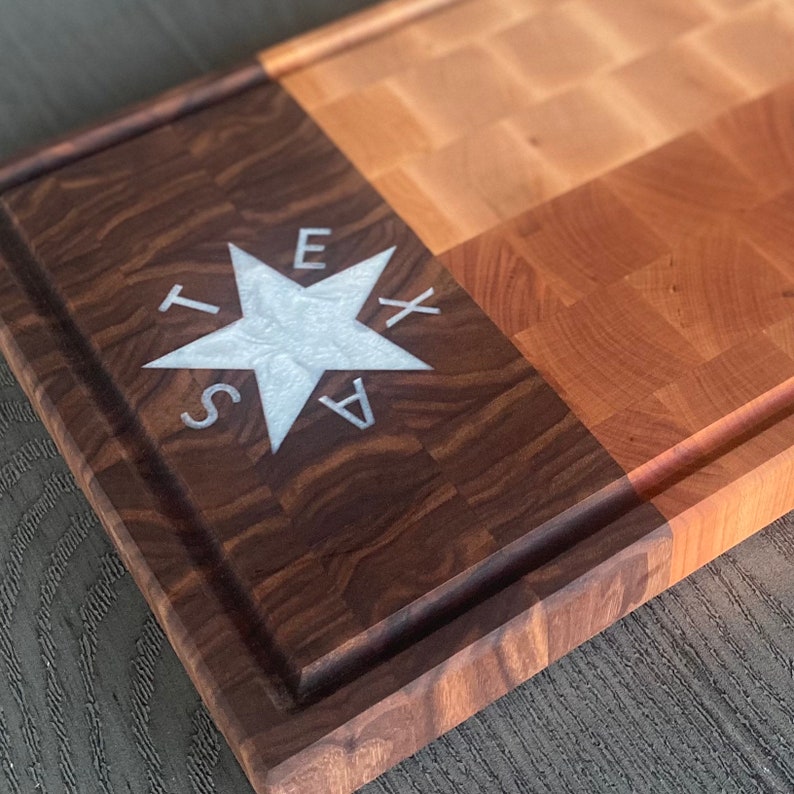 Texas Flag Cutting Board End Grain Chopping Block De Zavala Etsy