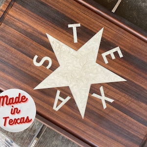 Lone Star Texas Flag Cutting Board, De Zavala Flag, Handcrafted State Flag Cutting Board, Valentines Gift for Husband, Anniversary Gift