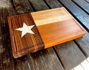 Texas Cutting Board, State Flag Cutting Board, BBQ Carving Block, Birthday Gift for Husband, Christmas Gift for Dad, Custom Gift for Him