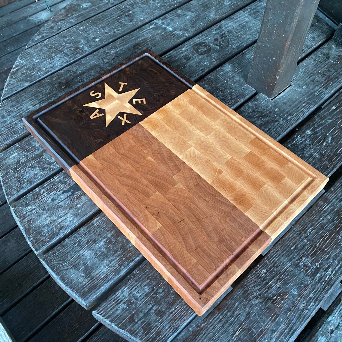End Grain Texas Flag Chopping Block State Flag Cutting Board Etsy