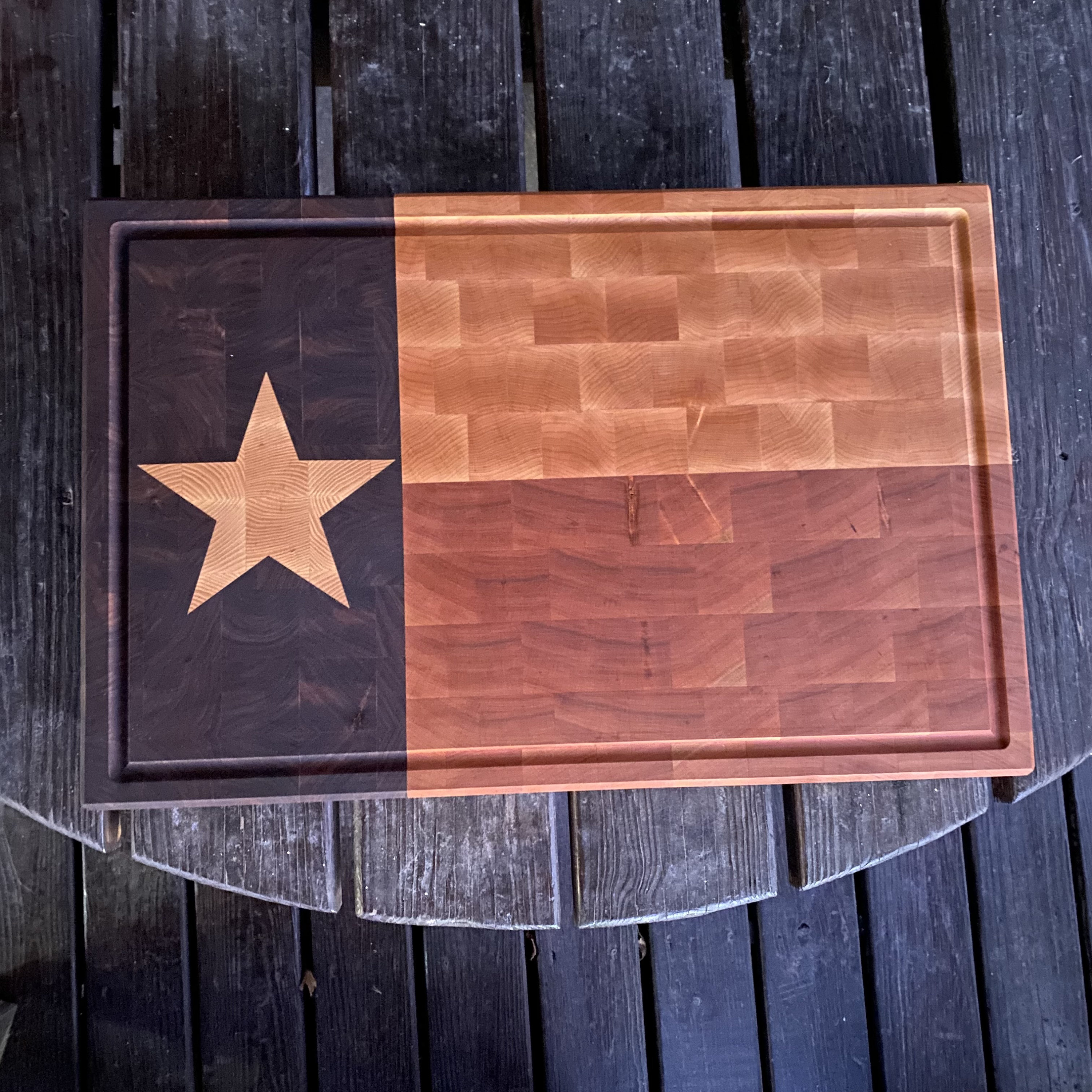 End Grain Texas Flag Chopping Block State Flag Cutting Board Etsy