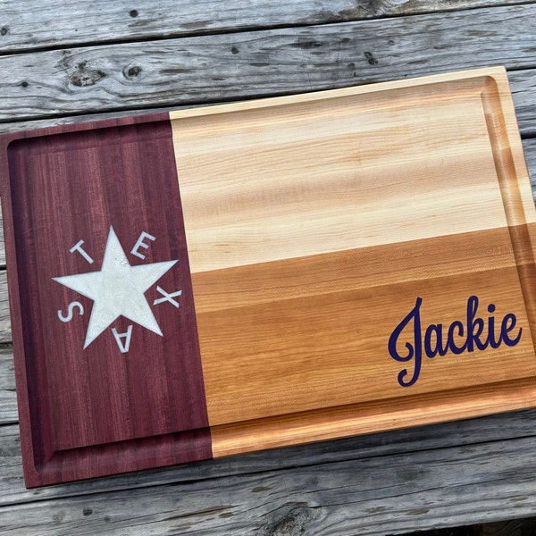 Schneidebrett mit Texas Flagge, Schneidebrett mit US Flagge, Vatertagsgeschenk für Ehemann, professioneller Grillhacken, Geburtstagsgeschenk für Papa