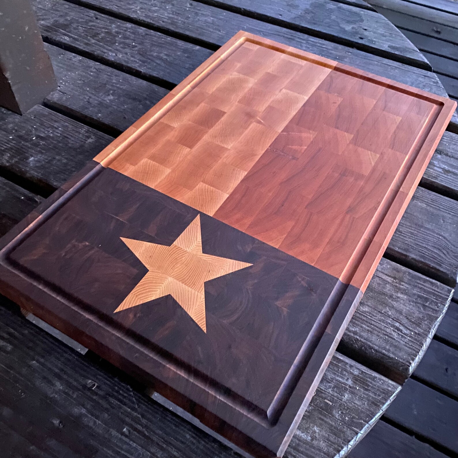 End Grain Texas Flag Chopping Block, State Flag Cutting Board, Fathers