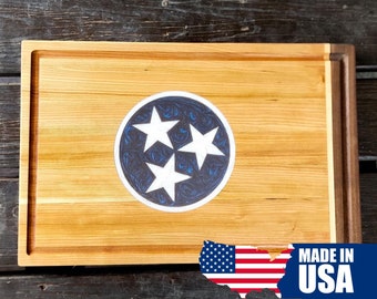 Tennessee Flag Cutting Board, State Flag Cutting Board, Birthday Gift for Husband, Handcrafted BBQ Chopping Block, Anniversary Gift