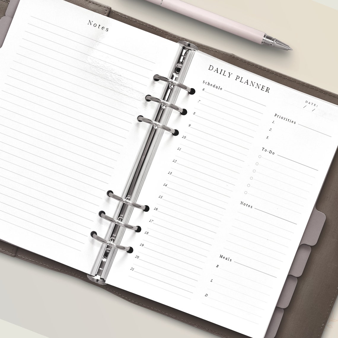 Minimal Daily Planner Free Notes page Schedule Planner | Etsy