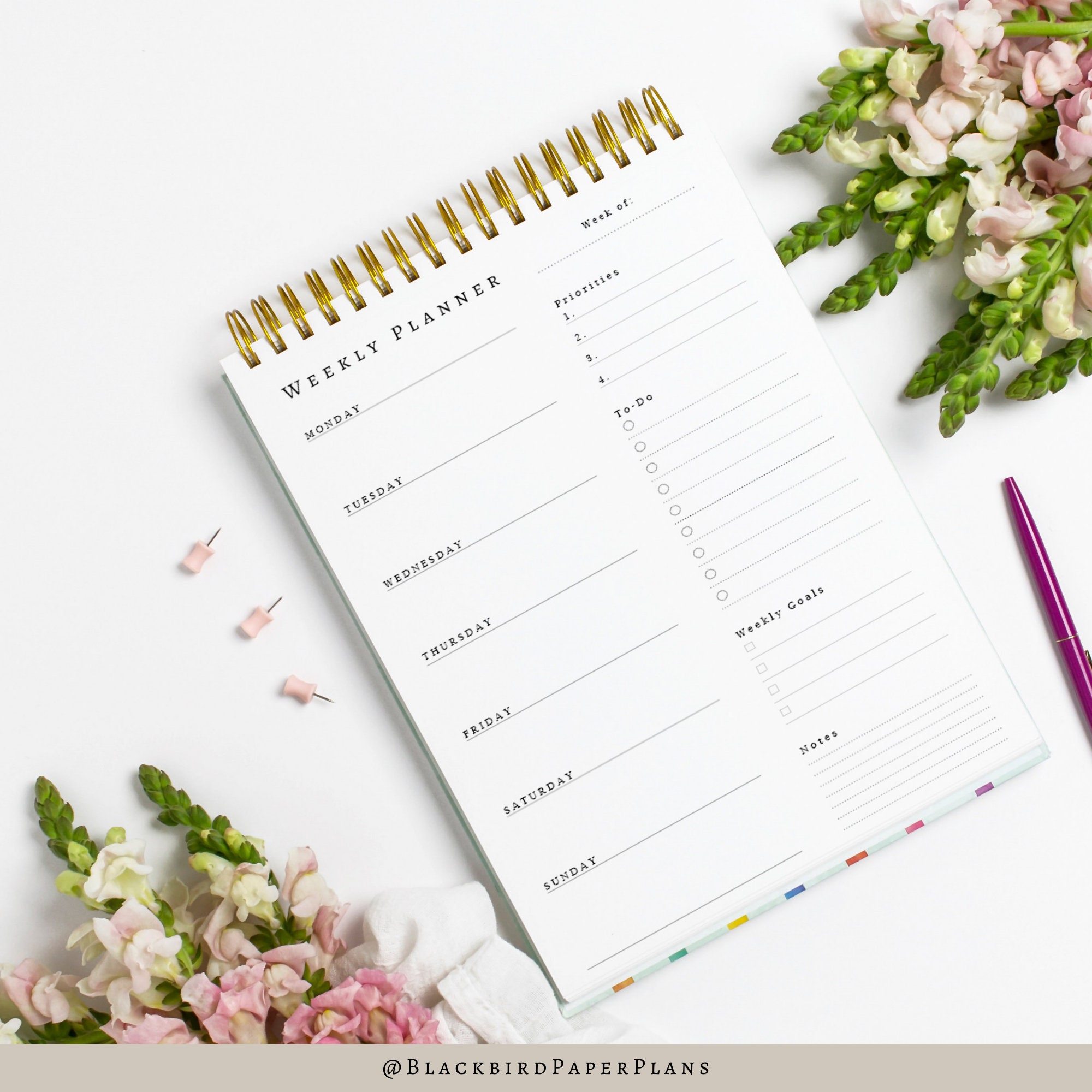 minimal weekly planner undated weekly planner printable etsy