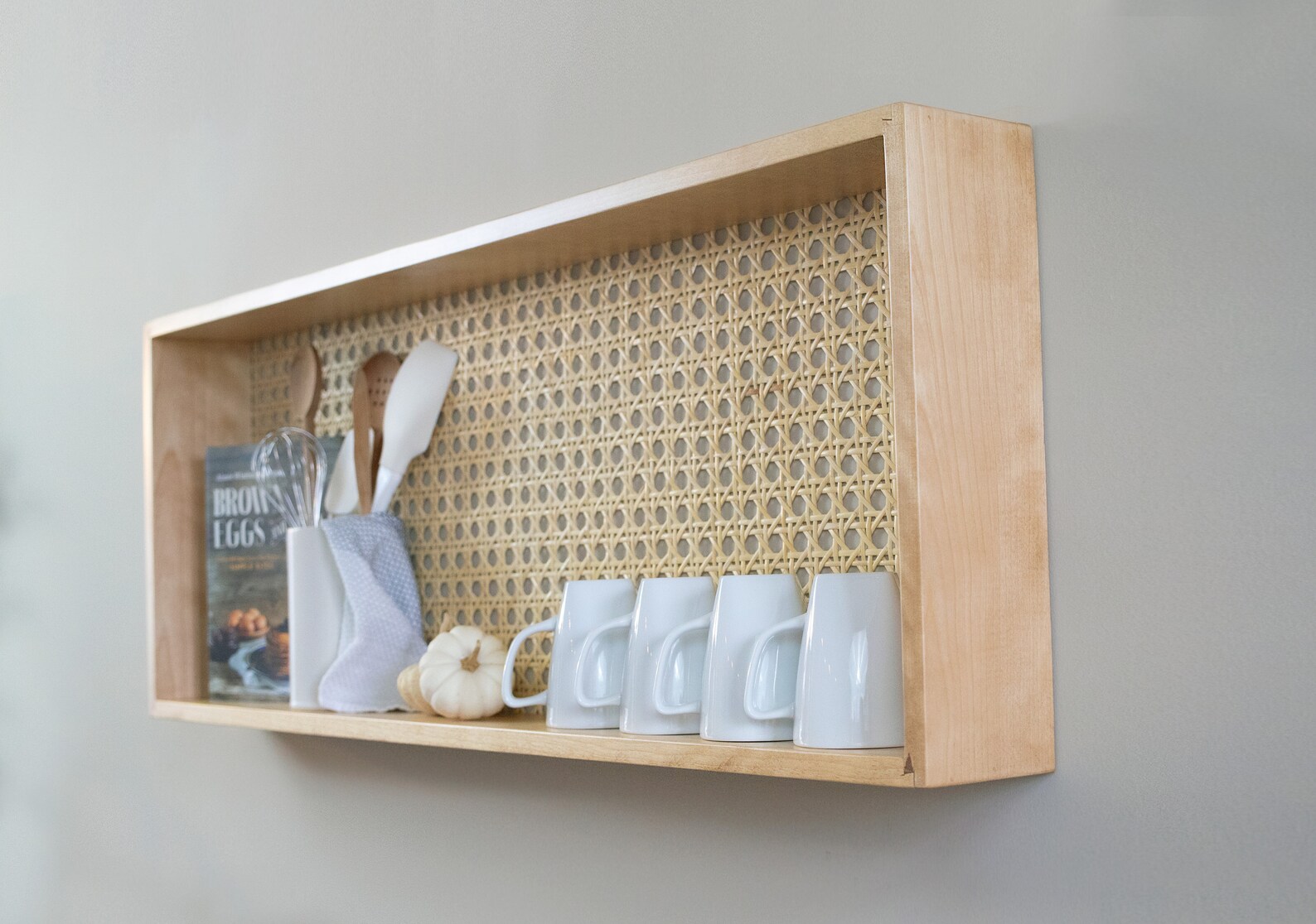 Caning Box Display Shelf Cane bing Natural Wood Floating Etsy