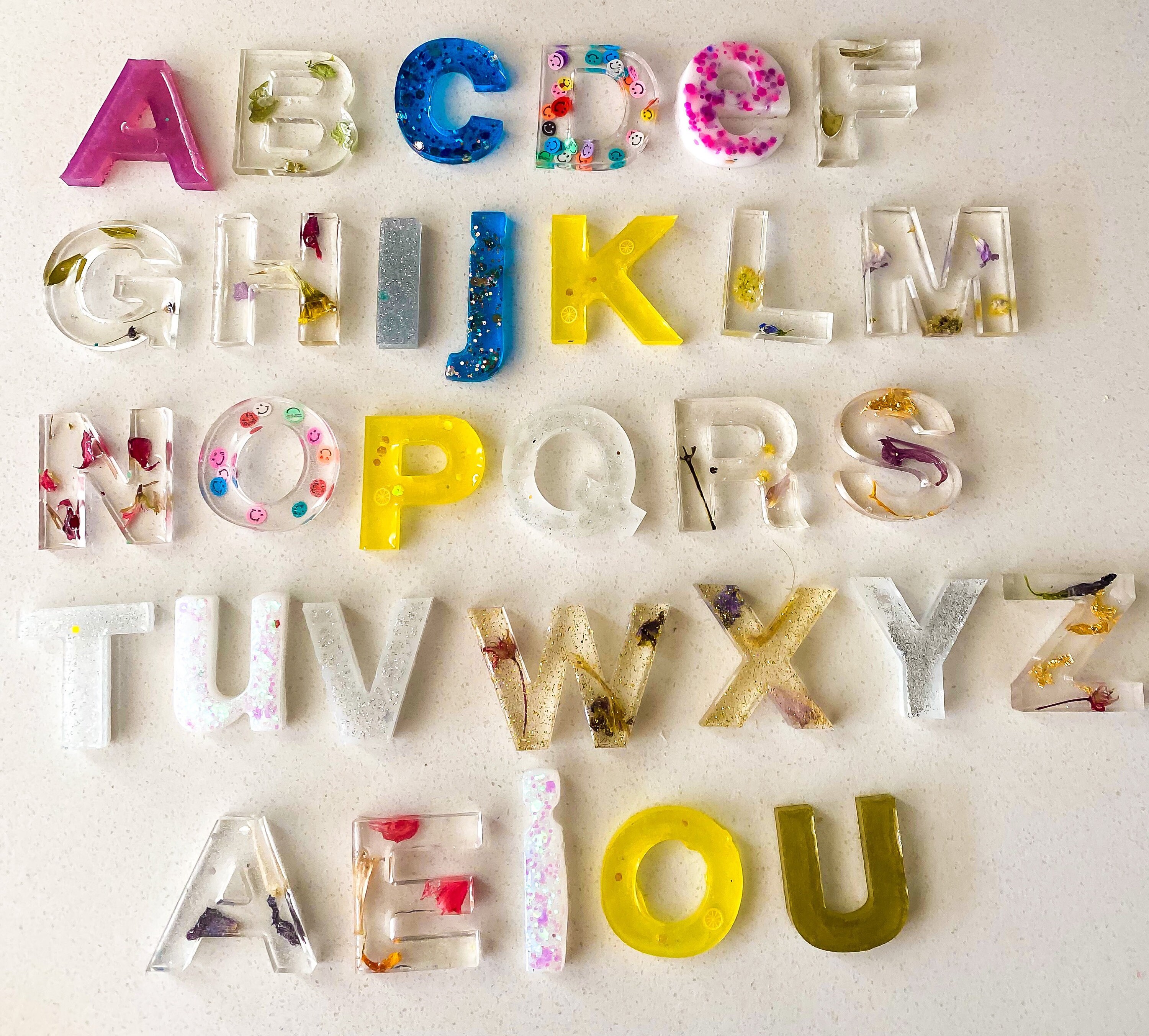 Resin Letter Set Glitter letters color letters learning Etsy