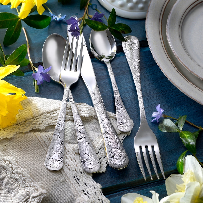 American Garden 65 Piece Flatware Set Service for 12 Includes Etsy