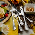 Honey Bee 45pc silverware set service for 8 includes serving set. Flatware Made in USA by Liberty Tabletop