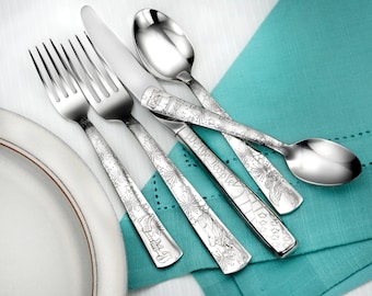 Liberty 45 piece flatware set service for 8 includes service set Made in USA