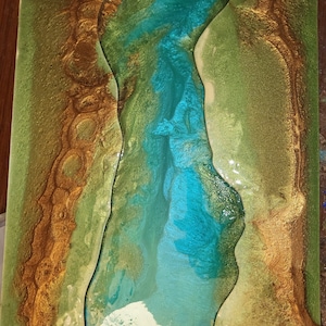 Resin Mountainous River Plaque