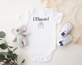L'Chaim! Funny Jewish Baby Bodysuit, Baby Shower Gift, Pregnancy Gender Reveal, Welcome Present for New Jewish Moms, Yiddish, Hebrew