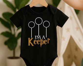 I'm A Keeper, Wizarding Baby Bodysuit, Magical Baby Shower Gift, Future Witch Wizard, Pregnancy Announcement, Newborn Gift, Gender Neutral