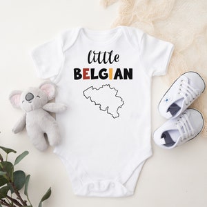 I Love Belgium Belgian Flag Heart Baby Bodysuit - 100% Cotton Onesie With Patriotic Design