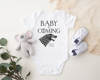 Baby Is Coming - Custom Pregnancy Announcement Onesie, House Stark, Winter is Coming