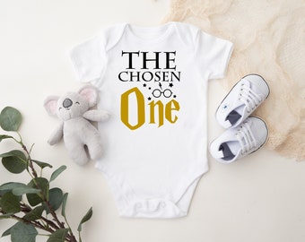 The Chosen One - Custom Wizard Witch Potter Baby Onesie - First Birthday