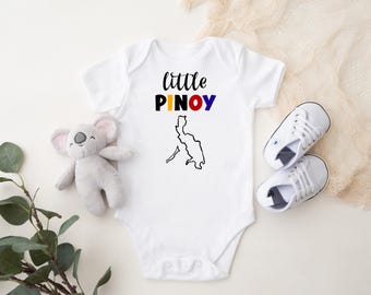 Little Pinoy, Little Pinay - Custom Filipino Baby Bodysuit, Philippines Map Flag Colors, Filipino Baby Boy Girl, Baby Shower Gift