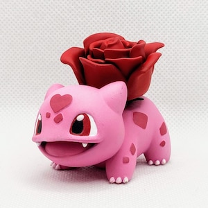 Rosasaur | Rose Bulbasaur | Shiny, Custom colors and various sizes available | Pro Painted or Unpainted Valentine Fakemon miniature figure