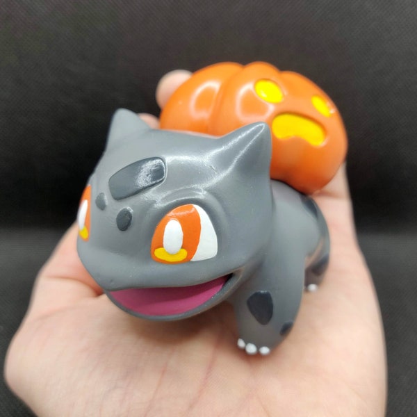 Pumpkasaur, Pumpkin Bulbasaur | Shiny, Custom colors and various sizes available | Pro Painted or Unpainted Halloween miniature figure