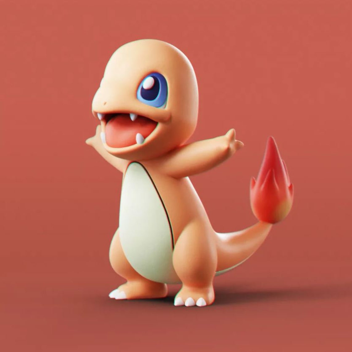 FIGURINE SALAMECHE POKEMON Salamèche peint main Statue Etsy