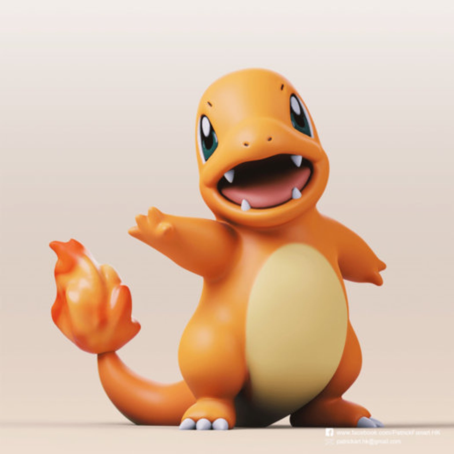 FIGURINE SALAMECHE POKEMON Salamèche peint main Statue Etsy
