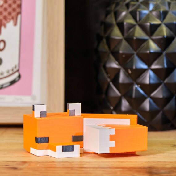 Cute Sleeping Fox 3d Printed Figure Unofficial Minecraft Etsy