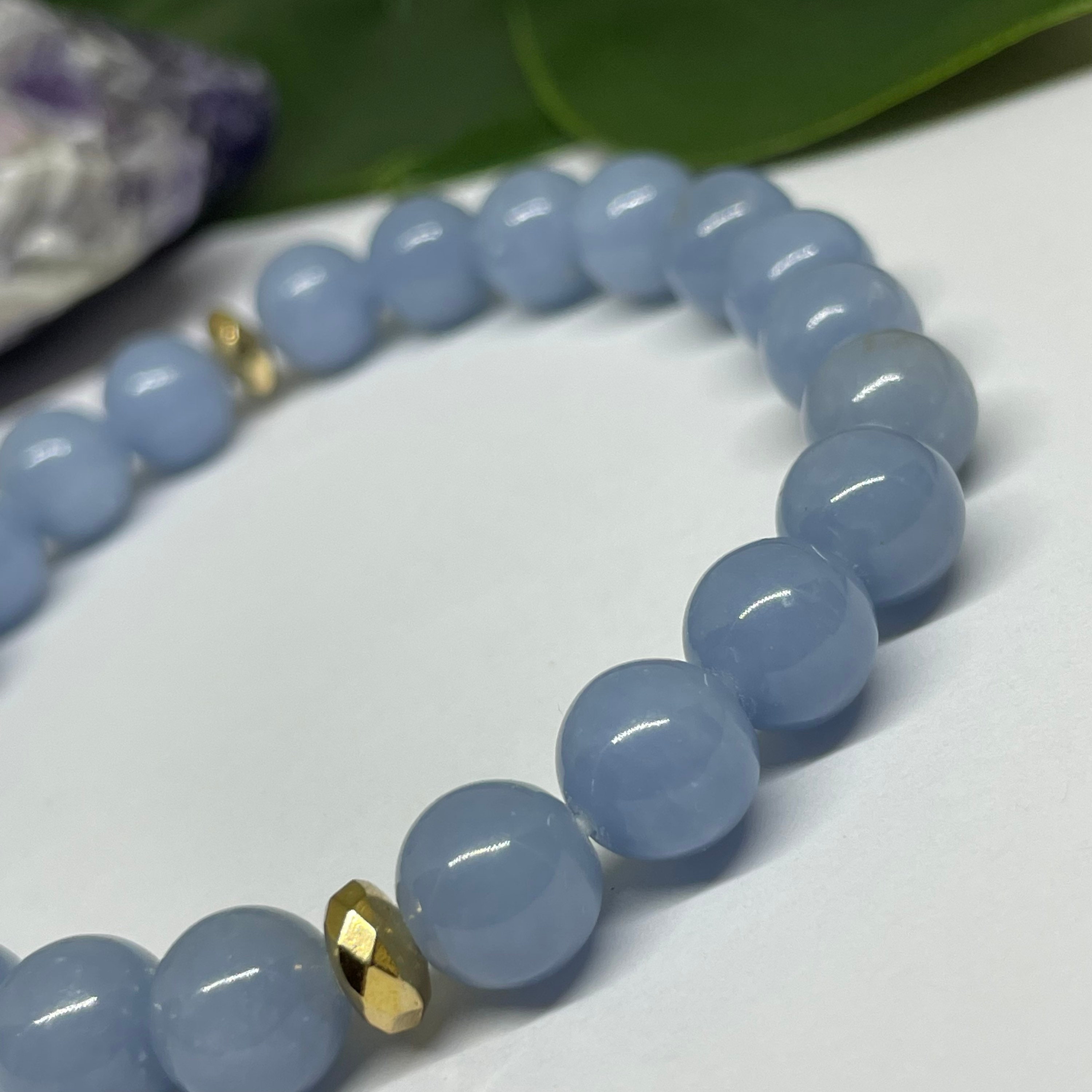 Angelite Bracelet Adorn Angelite Beaded Bracelet Etsy