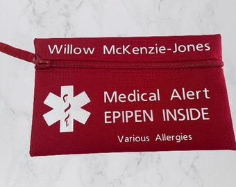 Personalised Emergency Medication pouch, SOS Emergency Pack, Emergency Medication Holder, Medical Alert, Addisons, Epipen case, asthma