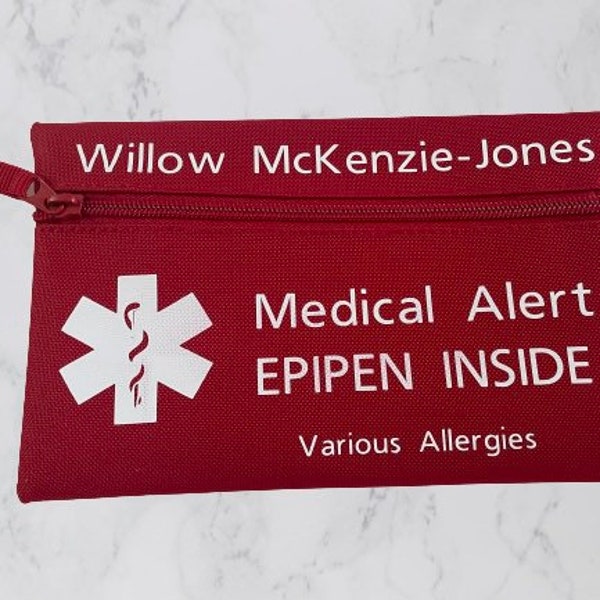 Personalised Emergency Medication pouch, SOS Emergency Pack, Emergency Medication Holder, Medical Alert, Addisons, Epipen case, asthma