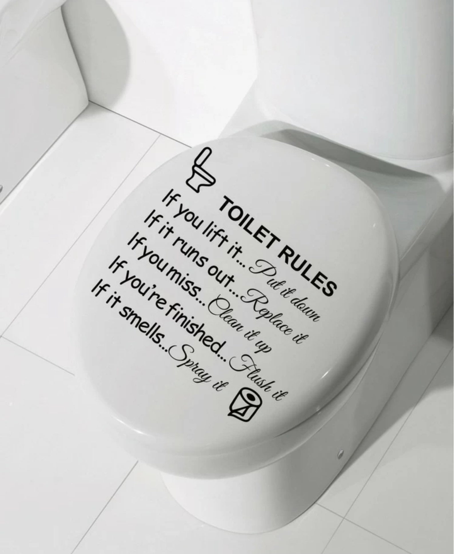 Toilet Rules Decal Toilet Rules Sticker Bathroom Decor Etsy UK