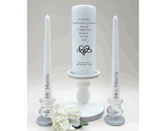 Personalised wedding Unity Candle set, Wedding Ceremony Candle, Wedding Alter Candle, civil Ceremony, keepsake