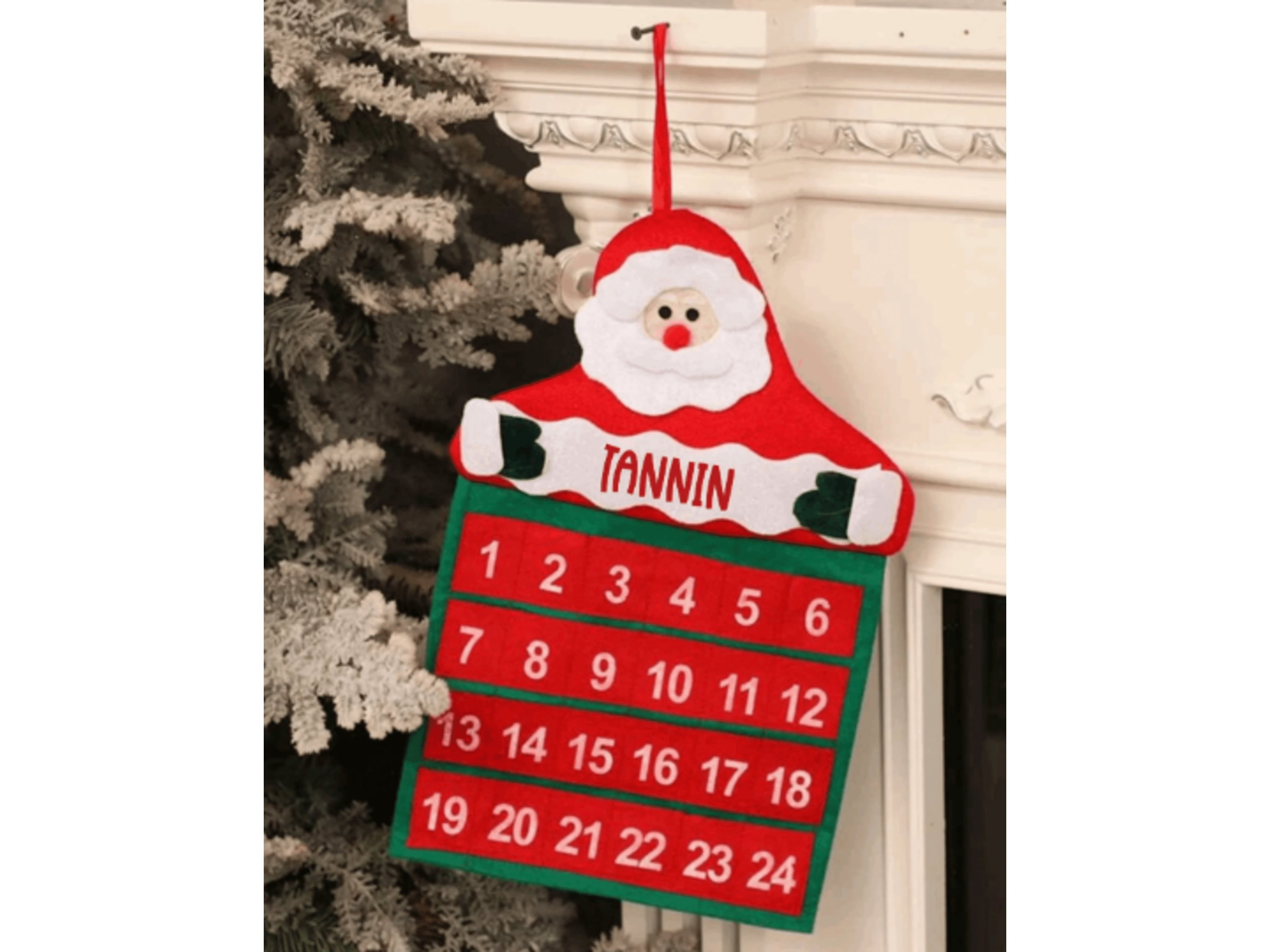 Personalised Christmas Santa Advent Calendar Fabric Hanging - Etsy