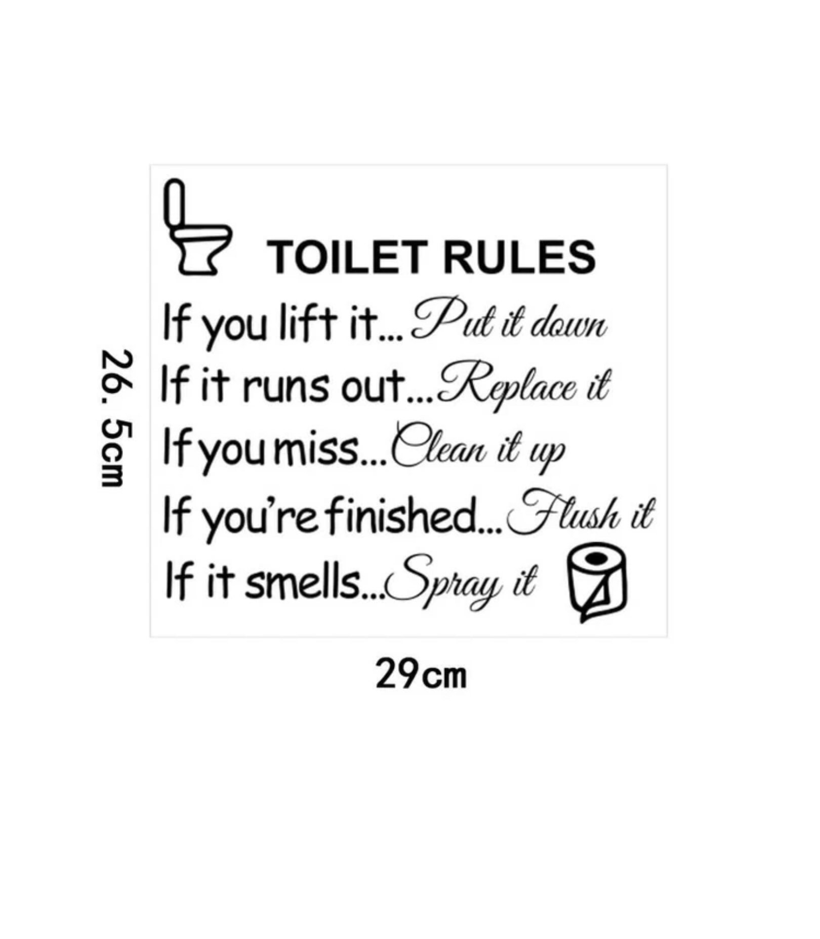 Toilet Rules Decal Toilet Rules Sticker Bathroom Decor Etsy UK